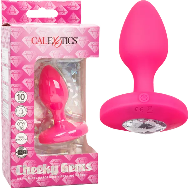 California Exotic Novelties Male Sex Toys Cheeky Gems Medium Rechargeable Vibrating Probe Pink