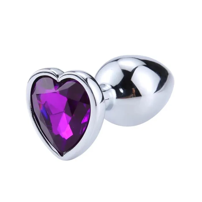 Anal Purple Lavender Metal Butt Plug with Purple Crystal Latetobed