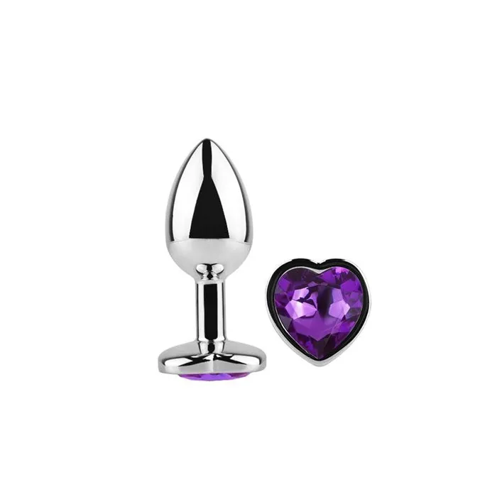 Anal Purple Lavender Metal Butt Plug with Purple Crystal Latetobed