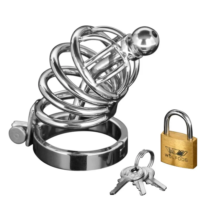 Master Series Male Sex Toys Asylum 4 Ring Locking Chastity Cage