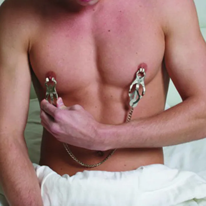 Spartacus Butterfly Clamp With Link Chain Silver Spartacus Male Sex Toys Spartacus Butterfly Clamp With Link Chain Silver Spartacus Male Sex Toys