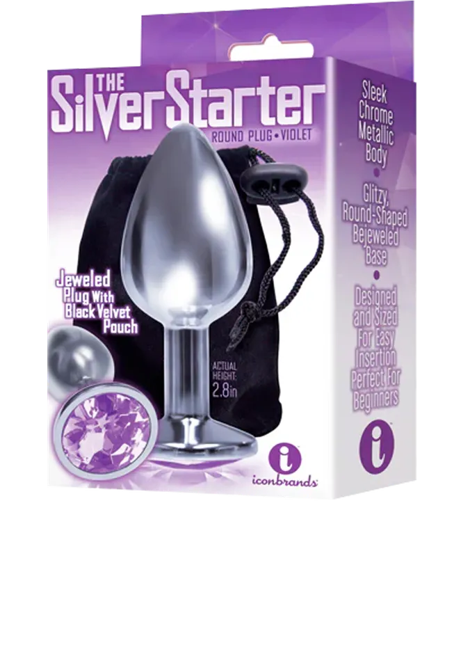 Icon Brands Anal Silver Starter Violet Round Jewel