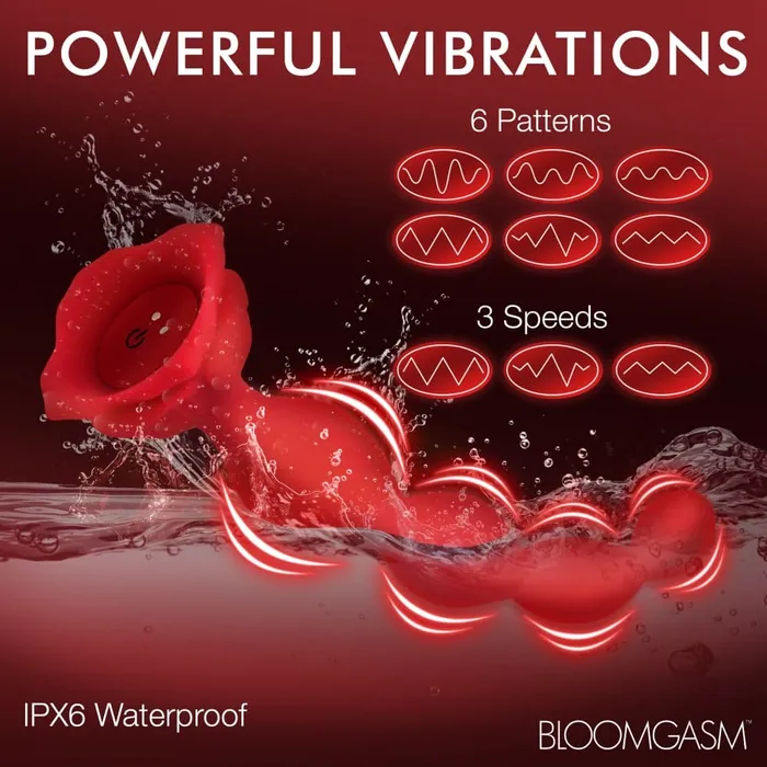 XR Brands Female Sex Toys Bloomgasm Beaded Silicone Rose Vibrator XR Brands Female Sex Toys Bloomgasm Beaded Silicone Rose Vibrator