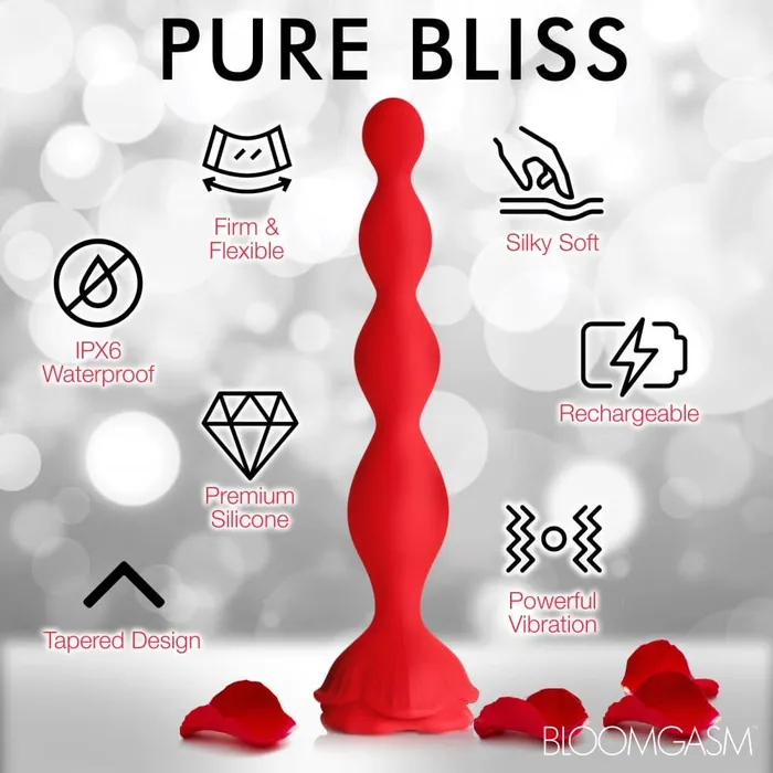 XR Brands Female Sex Toys Bloomgasm Beaded Silicone Rose Vibrator XR Brands Female Sex Toys Bloomgasm Beaded Silicone Rose Vibrator