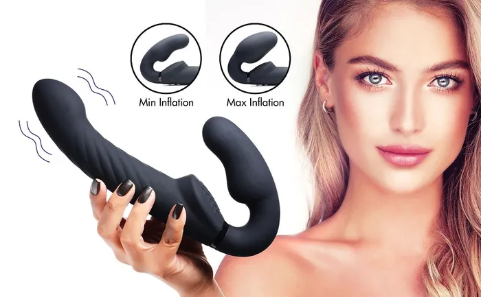 Female Sex Toys XR Brands Inflatable Vibrating Silicone Strapless Strapon