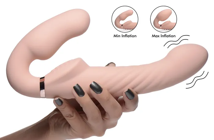 Female Sex Toys XR Brands Inflatable Vibrating Silicone Strapless Strapon
