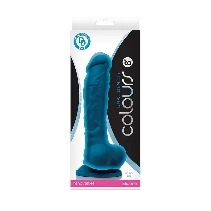 Nalpac Colours Dual Density 8in Blue Silicone Dildo Suction Dildos