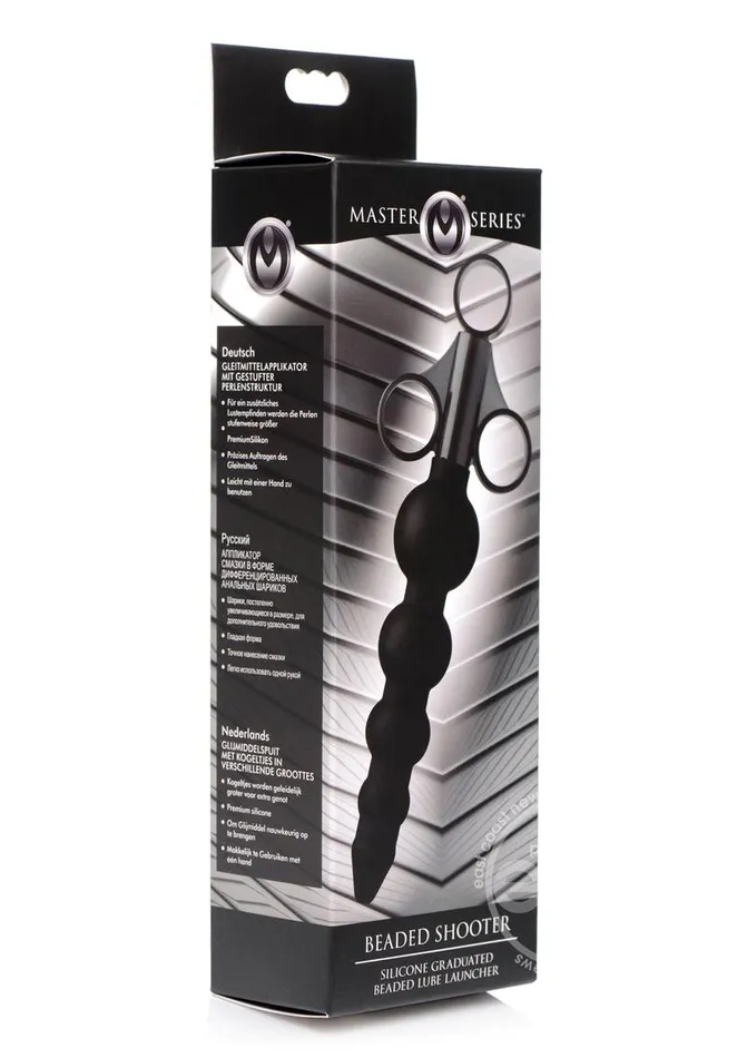 Anal XR Brands Master Series Silicone Graduated Beads Lubricant Launcher Black