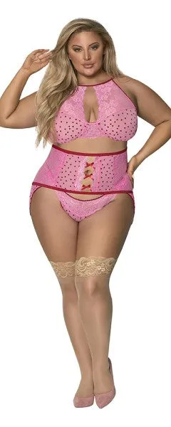Magic Silk Anal High Neck Bra Gartered Waist Cincher Thong Set Magic Silk Anal High Neck Bra Gartered Waist Cincher Thong Set