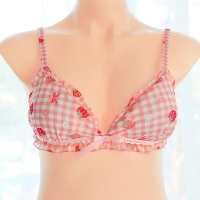 Anal House of Dasein Bras Bra Sets Strawberry Plaid Lingerie Set