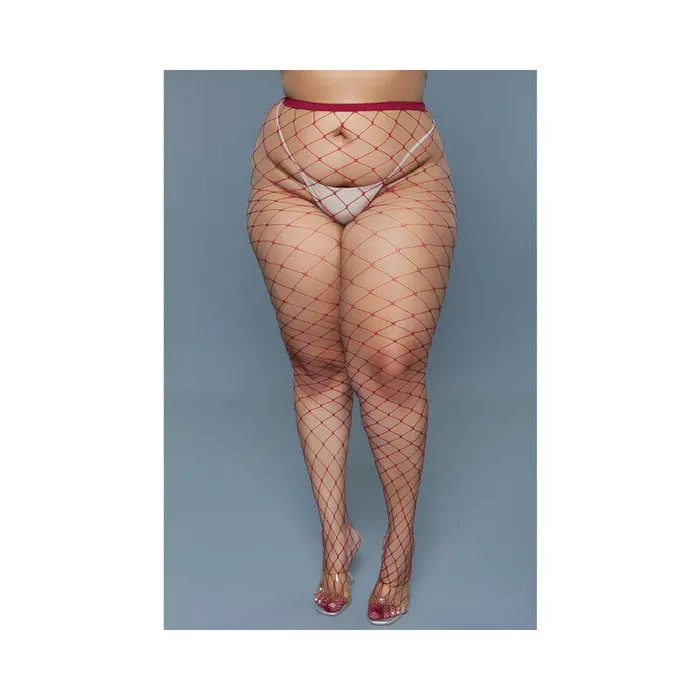 Bewicked Vibrators Oversized Fishnet Pantyhose Burgundy Q