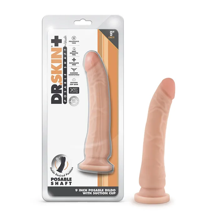 Dildos Blush Dr Skin Plus Posable Dildo 9In Vanilla