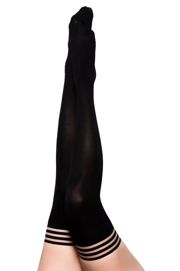 Kixies Anal Dana Lynn Ribbed Thigh High Size C Black