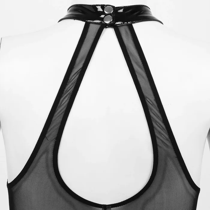 Anal SALE of Womens Wet Look Mesh Bodysuit Zippered Sexy Clothing for Women EU EVEs SECRETS
