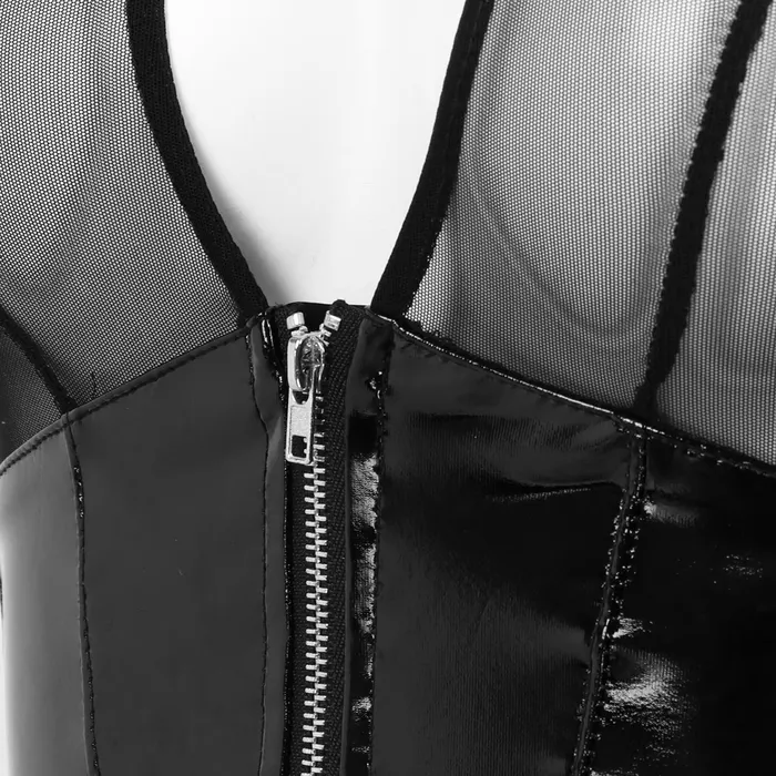 Anal SALE of Womens Wet Look Mesh Bodysuit Zippered Sexy Clothing for Women EU EVEs SECRETS