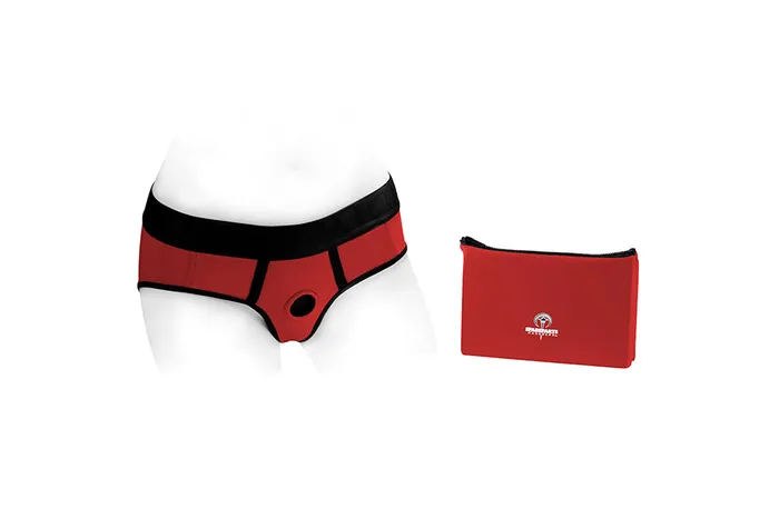 Anal SpareParts SpareParts Tomboi Nylon Harness Briefs BlackRed All Sizes