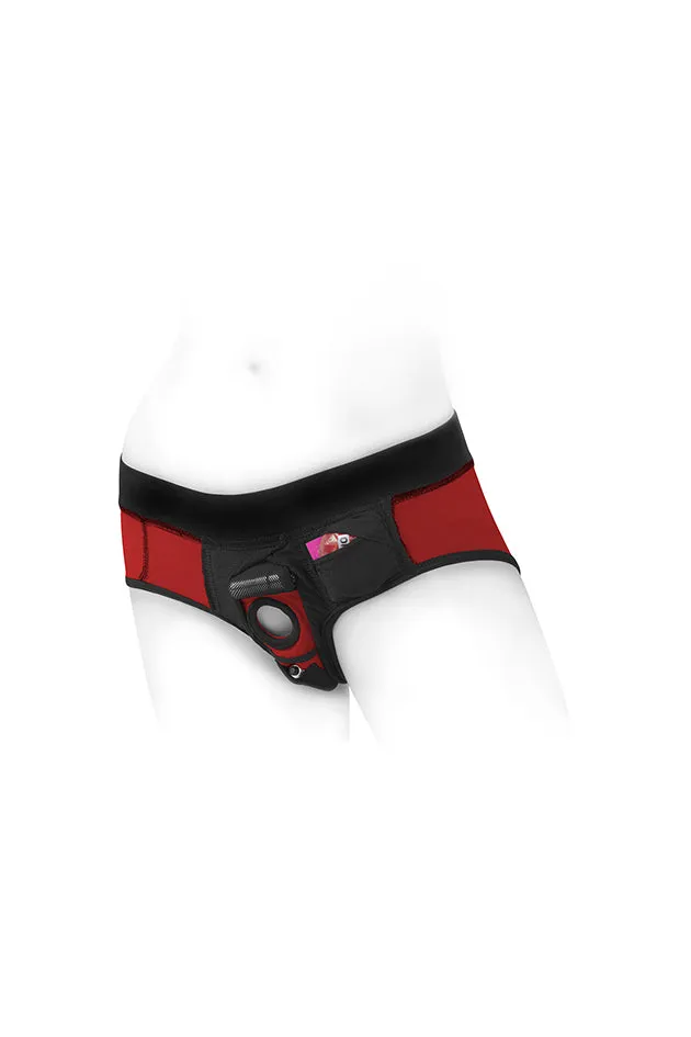 Anal SpareParts SpareParts Tomboi Nylon Harness Briefs BlackRed All Sizes