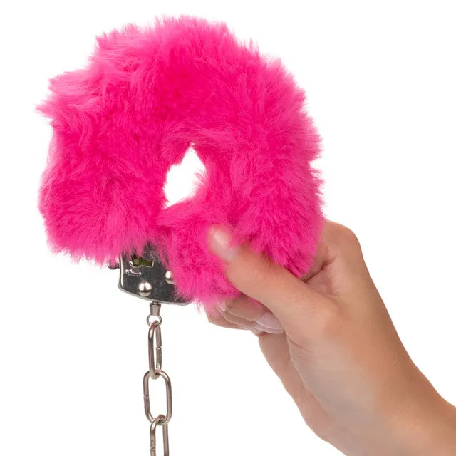CalExotics CaleXOtics ULTRA FLUFFY FURRY CUFFS Silver Metal Handcuffs with Luxurious PinkFaux Fur Couples