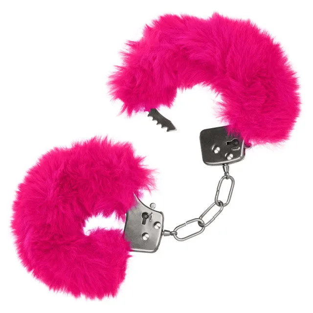 CalExotics CaleXOtics ULTRA FLUFFY FURRY CUFFS Silver Metal Handcuffs with Luxurious PinkFaux Fur Couples