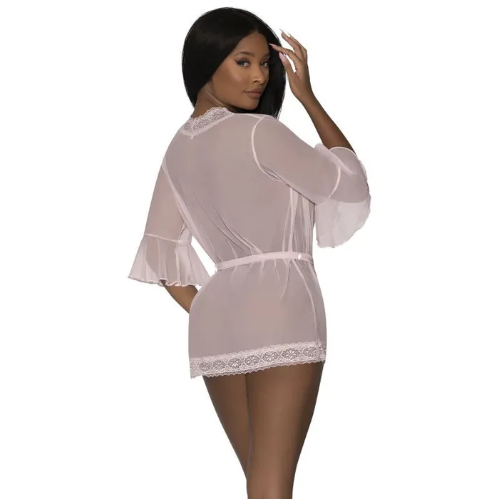 Dildos Exposed Lingerie Robe with Lace Trim Blush SmallMedium Blush