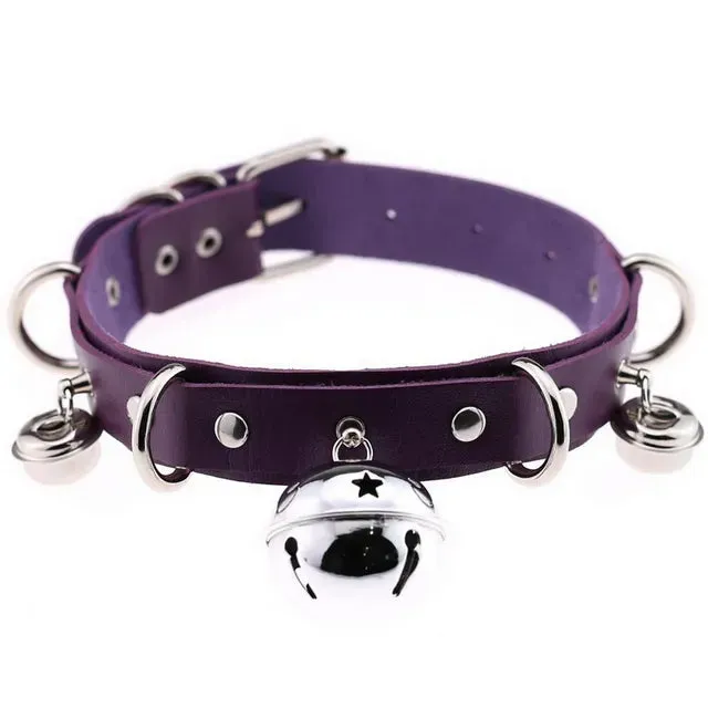 JOYGASMS Anal JOYGASMS Pu Leather Bell Collar Purple Choker with Silver Metal Bells JOYGASMS Anal JOYGASMS Pu Leather Bell Collar Purple Choker with Silver Metal Bells