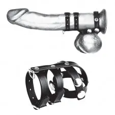 Male Sex Toys BLUELINE CB GEAR DOUBLE COCK BALL STRAP WITH LEASH LEAD