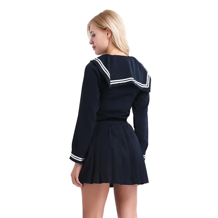 Male Sex Toys EVEs SECRETS US SALE of Cosplay Sailor Uniform Costume Long Sleeve Shirt With Pleated Skirt And Neckerchief