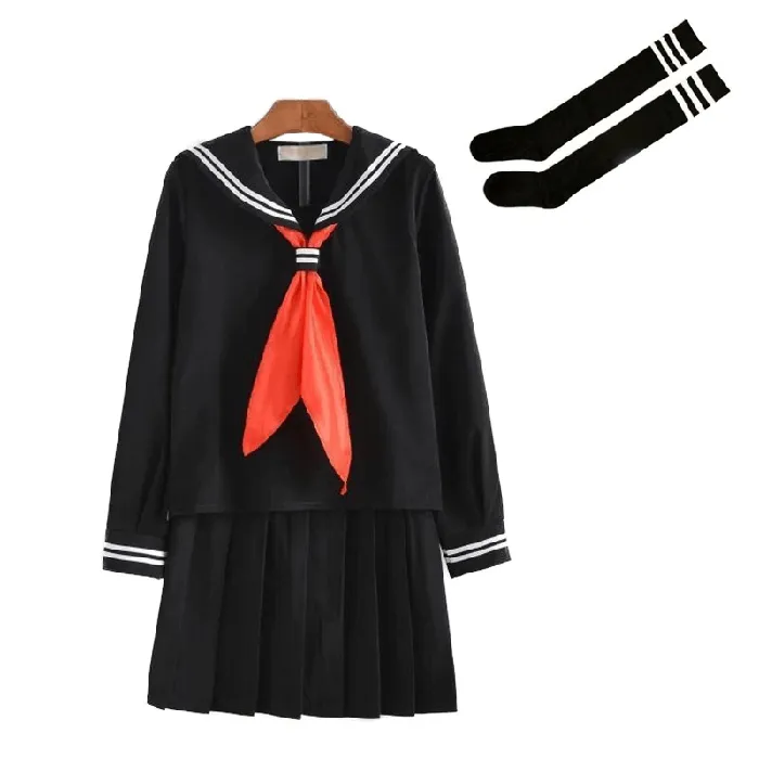 Male Sex Toys EVEs SECRETS US SALE of Cosplay Sailor Uniform Costume Long Sleeve Shirt With Pleated Skirt And Neckerchief