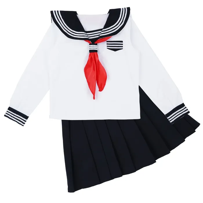 Male Sex Toys EVEs SECRETS US SALE of Cosplay Sailor Uniform Costume Long Sleeve Shirt With Pleated Skirt And Neckerchief