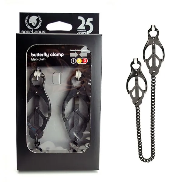 Spartacus Spartacus Endurance Butterfly Nipple Clamps with Black Chain Female Sex Toys Spartacus Spartacus Endurance Butterfly Nipple Clamps with Black Chain Female Sex Toys