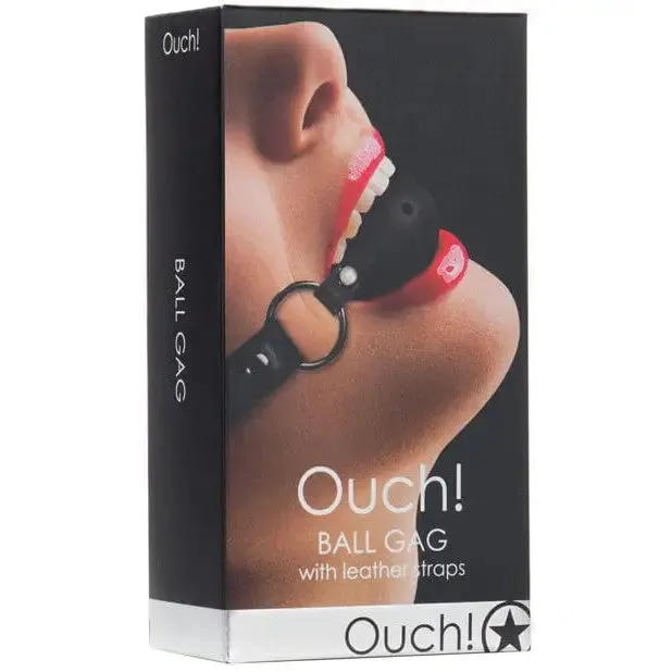 Shots America Anal Shots Ouch Ball Gag Wleather Straps Black
