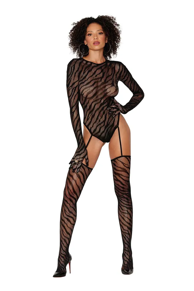 Bodystockings Playsuits Dreamgirl Teddy Bodystocking With Fingered Gloves One Size Black Bodystockings Playsuits Dreamgirl Teddy Bodystocking With Fingered Gloves One Size Black