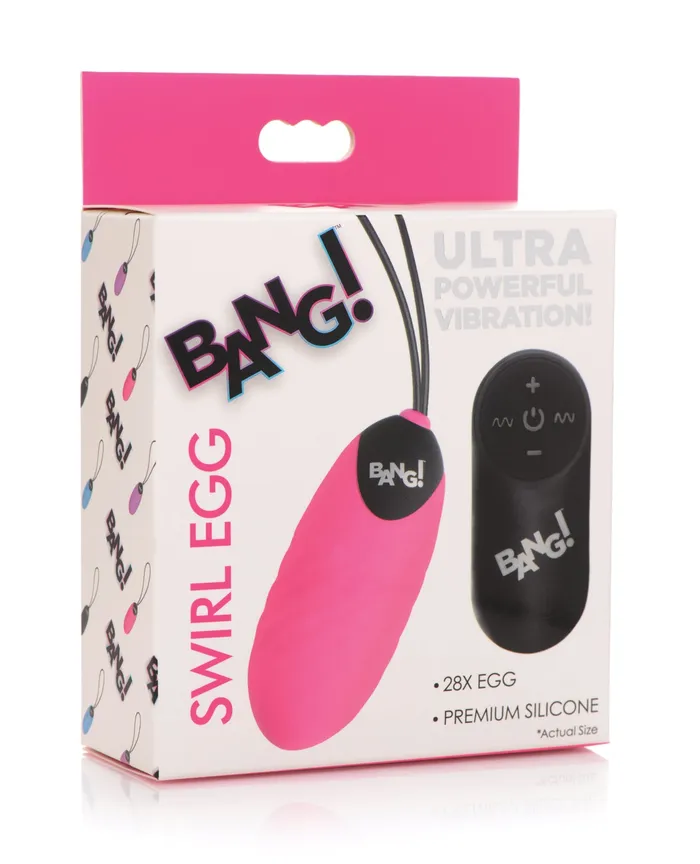 Female Sex Toys Xr LLC Bang 28X Swirl Silicone Egg wRemote Control Pink