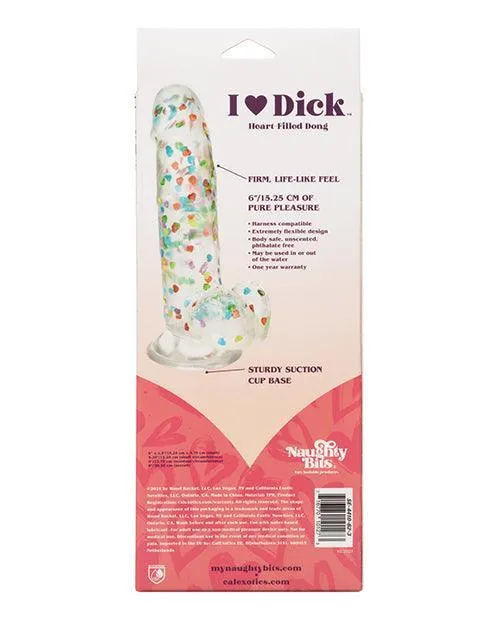 Naughty Bits I Love Dick Heart Filled Dong Multicolor California Exotic Novelties Dildos