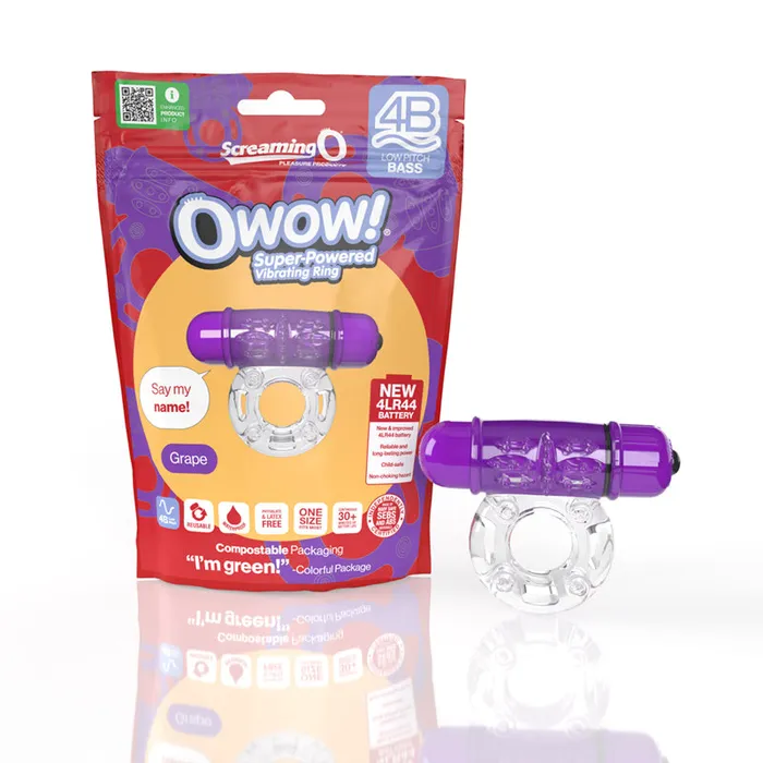 Female Sex Toys Screaming O Screaming O 4B OWow Vibrating Cockring Grape