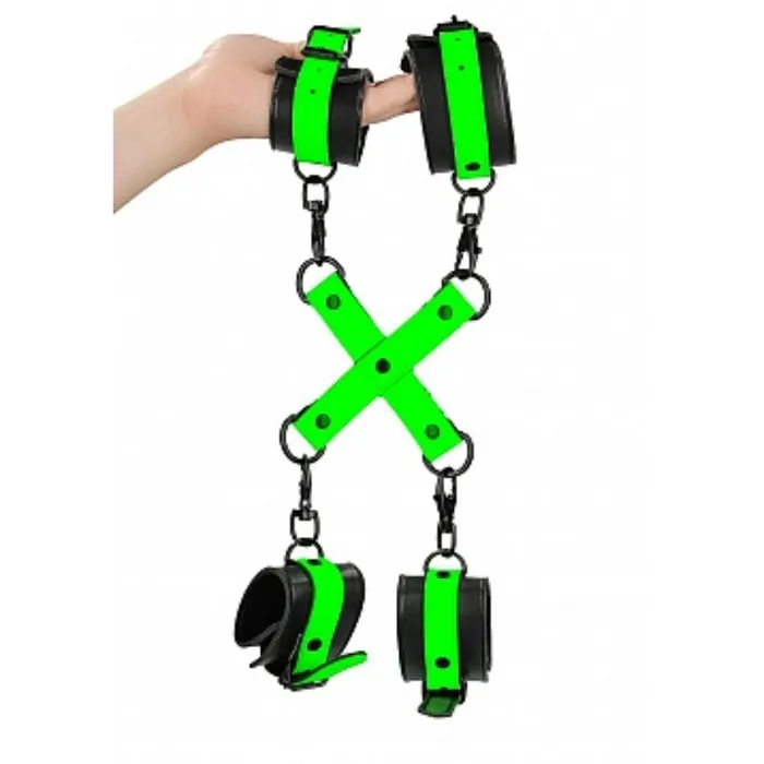 OUCH GLOW IN THE DARK HOGTIE WITH CUFFS SHOTS AMERICA LLC Female Sex Toys