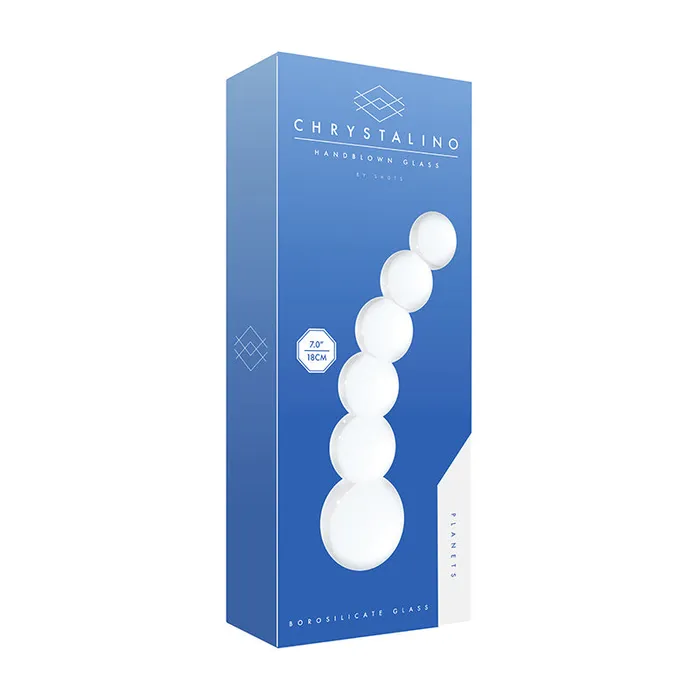 Shots America LLC Shots Chrystalino Planets Curved Beaded 7 in Glass Wand Dildo White Dildos Shots America LLC Shots Chrystalino Planets Curved Beaded 7 in Glass Wand Dildo White Dildos